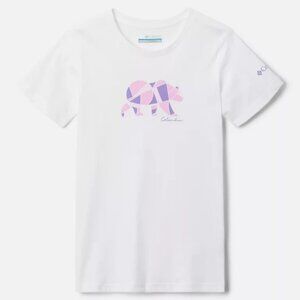 NWT Columbia Youth Mission Lake SS Graphic Shirt- White/Geo Bear